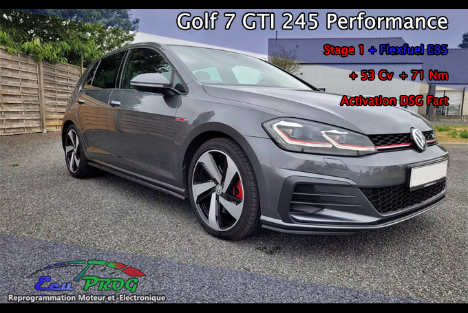 Volkswagen Golf 7 Performance 245 Stage 1 + E85 + DSG Fart